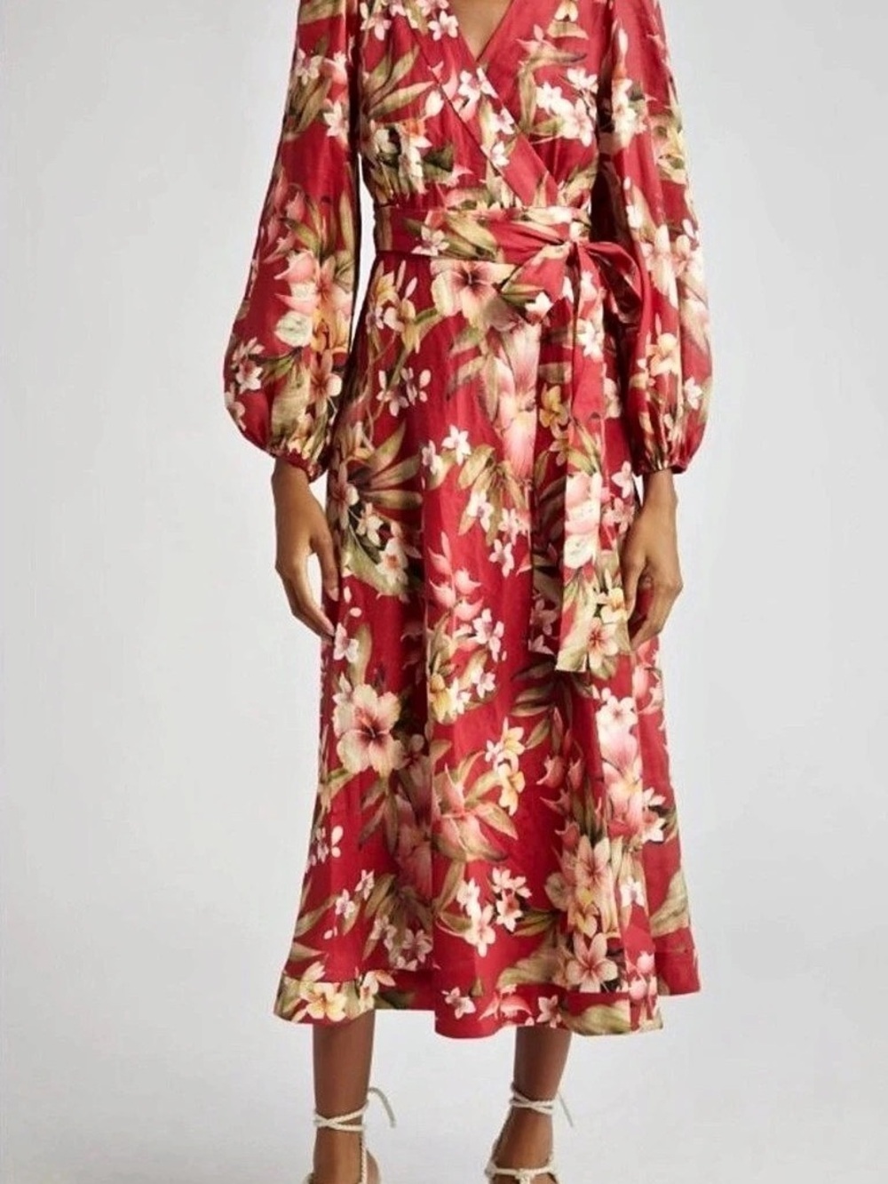 Zimmermann Matchmaker Floral Midi Dress Red & Green